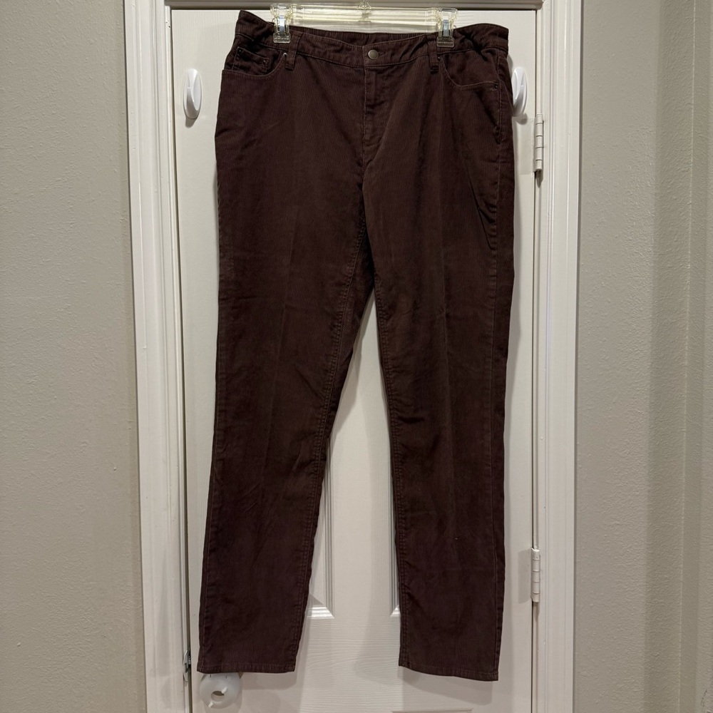 Garnet Hill Corduroy Pants Women’s 14 Brown Straight Leg Casual Fall Winter